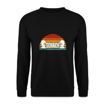 Schach Geschenk Schachspieler Queen’s Gambit - Unisex Pullover - Schwarz - Vorne - Alina (178cm) & Michal (187cm)