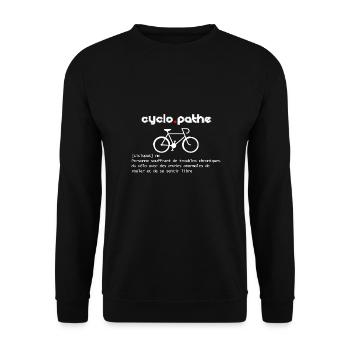 Cyclopathe - cadeau velo définition blanc - Sweat-shirt Unisexe - noir - Devant - Alina (178cm) & Michal (187cm)