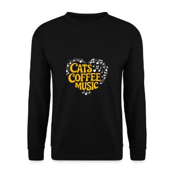 J’adore les chats, le café et la musique - Sweat-shirt Unisexe - noir - Devant - Alina (178cm) & Michal (187cm)