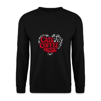 J’adore les chats, le café et la musique - Sweat-shirt Unisexe - noir - Devant - Alina (178cm) & Michal (187cm)