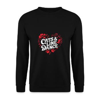 Katzen und Line Dance. Perfekt für die Katzenmama - Unisex Pullover - Schwarz - Vorne - Alina (178cm) & Michal (187cm)