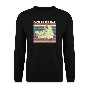 Schlittschuh Eiskunstlauf Eisbahn Winter Sport - Unisex Pullover - Schwarz - Vorne - Alina (178cm) & Michal (187cm)