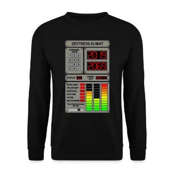 50 Jahre in der Zeit reisen - Zeitreise Computer - Unisex Pullover - Schwarz - Vorne - Alina (178cm) & Michal (187cm)