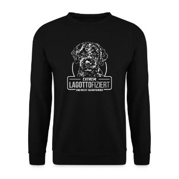 LAGOTTOFIZIERT Lagotto Romagnolo Hunde Wilsigns - Unisex Pullover - Schwarz - Vorne - Alina (178cm) & Michal (187cm)