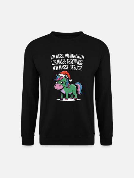 Ich hasse Weihnachten Geschenke Einhorn Lustig - Unisex Pullover - Schwarz