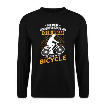 Old Man Biking Underestimate Bike Fun - Unisex Sweatshirt - black - Front - Alina (178cm) & Michal (187cm)