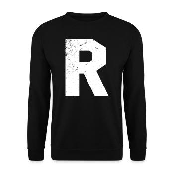 R --- Ronny, Ralf, Ronald, Rainer, Rolf - - Unisex Sweatshirt - black - Front - Alina (178cm) & Michal (187cm)