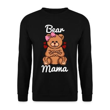 Bär Mama Finger Herz Bär Schleife - Unisex Pullover - Schwarz - Vorne - Alina (178cm) & Michal (187cm)