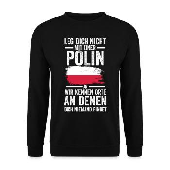 Polska Polen Polin Polnisches - Unisex Pullover - Schwarz - Vorne - Alina (178cm) & Michal (187cm)