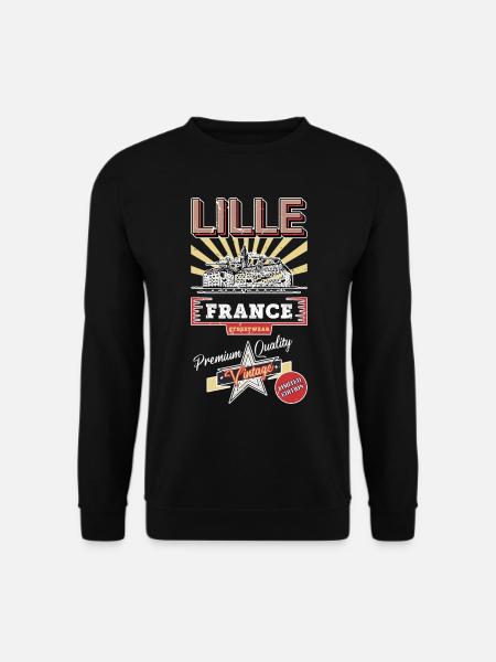 Lille France City Skyline Vintage Rétro - Sweat-shirt Unisexe - noir