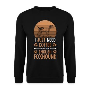 English Foxhound Kaffee Retro Hund Cafe - Unisex Pullover - Schwarz - Vorne - Alina (178cm) & Michal (187cm)
