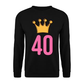 40. Geburtstag Jubiläum Krone - Unisex Pullover - Schwarz - Vorne - Alina (178cm) & Michal (187cm)