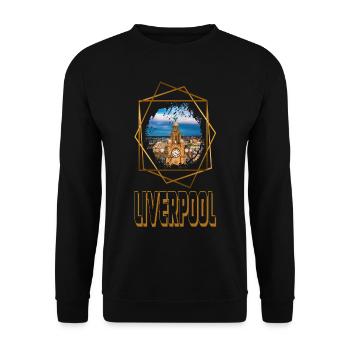 Liverpool Angleterre UK City Skyline Love Gold - Sweat-shirt Unisexe - noir - Devant - Alina (178cm) & Michal (187cm)