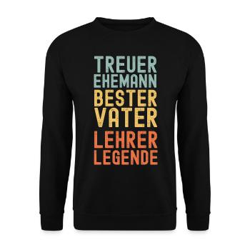 Ehemann Vater Legendärer Lehrer retro vintage - Unisex Pullover - Schwarz - Vorne - Alina (178cm) & Michal (187cm)