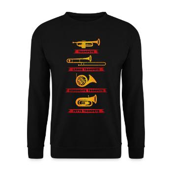 Trompete Blasmusik Musik - Unisex Pullover - Schwarz - Vorne - Alina (178cm) & Michal (187cm)