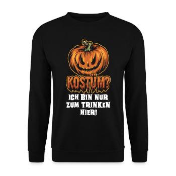 Halloween Kürbis | Halloween Kostüm Spruch - Unisex Pullover - Schwarz - Vorne - Alina (178cm) & Michal (187cm)