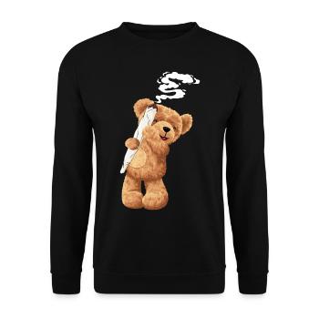 Bär Kiffen Hanf Geschenk - Unisex Pullover - Schwarz - Vorne - Alina (178cm) & Michal (187cm)