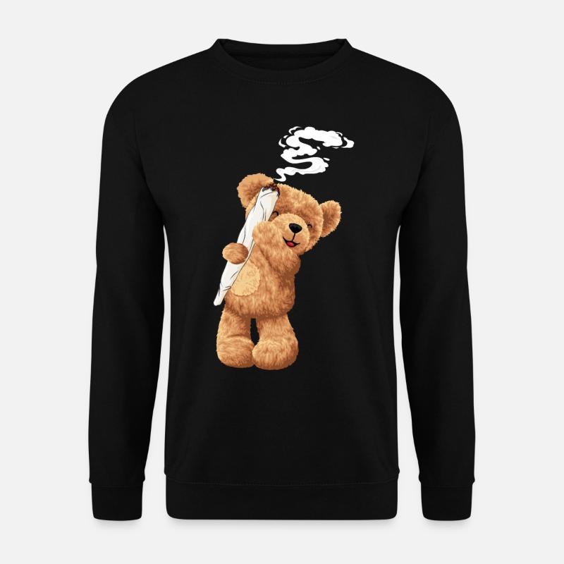 Bär Kiffen Hanf Geschenk - Unisex Pullover - Schwarz