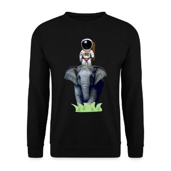 Astronaut on elephant adventure - Unisex Sweatshirt - black - Front - Alina (178cm) & Michal (187cm)