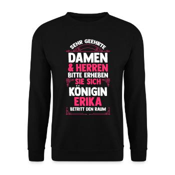 Vorname Erika - Unisex Pullover - Schwarz - Vorne - Alina (178cm) & Michal (187cm)