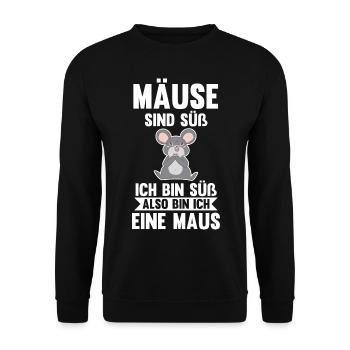 Mäuse sind süß ich bin süß also bin ich ein Mäuse - Unisex Pullover - Schwarz - Vorne - Alina (178cm) & Michal (187cm)