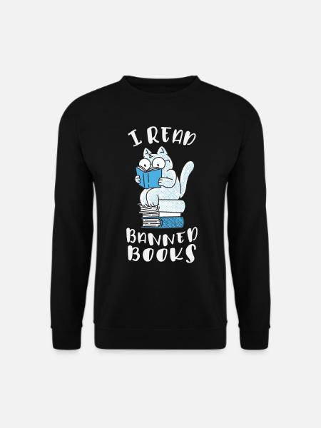 Ich lese verbotene Bücher Katze - Unisex Pullover - Schwarz