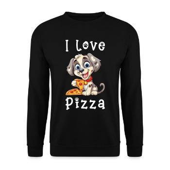 Chien J’aime la pizza Dire Humour drôle Dessin animé - Sweat-shirt Unisexe - noir - Devant - Alina (178cm) & Michal (187cm)