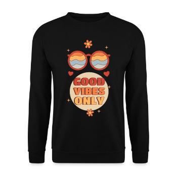 Good Vibes Vintage Graphic - Unisex Sweatshirt - black - Front - Alina (178cm) & Michal (187cm)