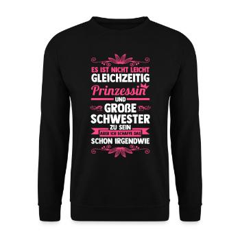 Geschwister Schwestern Schwester - Unisex Pullover - Schwarz - Vorne - Alina (178cm) & Michal (187cm)