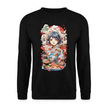 Anime Sushi Fusion Manga Food Aesthetics - Unisex Sweatshirt - black - Front - Alina (178cm) & Michal (187cm)