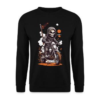 Motocross Skelet Biker Halloween Cartoon Design - Unisex Sweatshirt - black - Front - Alina (178cm) & Michal (187cm)
