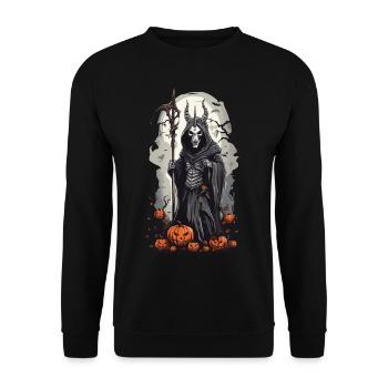 Le magicien noir Grim Reaper à Halloween - Sweat-shirt Unisexe - noir - Devant - Alina (178cm) & Michal (187cm)