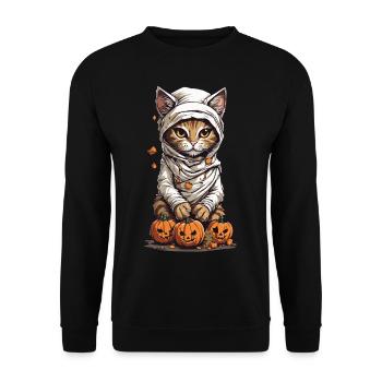 Cute Mummies Cat Halloween Cats Design - Unisex Sweatshirt - black - Front - Alina (178cm) & Michal (187cm)