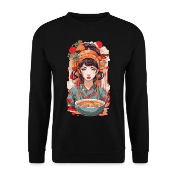 Ramen Retro Popart Japan Ästhetik Design - Unisex Pullover - Schwarz - Vorne - Alina (178cm) & Michal (187cm)