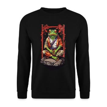 Spirituelle Frosch Meditation Kunst Ästhetik Yoga - Unisex Pullover - Schwarz - Vorne - Alina (178cm) & Michal (187cm)