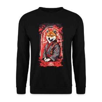 Shiba Kanji Retro Dogs Design in Japan Style - Unisex Sweatshirt - black - Front - Alina (178cm) & Michal (187cm)