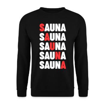 Wellness Saunagänger Saunieren Saunierer Sauna - Unisex Pullover - Schwarz - Vorne - Alina (178cm) & Michal (187cm)