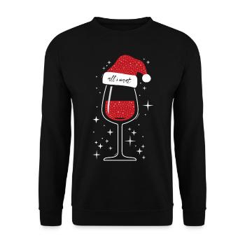Chapeau de Noël verre à vin - Sweat-shirt Unisexe - noir - Devant - Alina (178cm) & Michal (187cm)