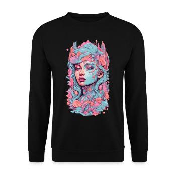 Gothic Pastel Kawaii Crystallized Goth Design - Unisex Pullover - Schwarz - Vorne - Alina (178cm) & Michal (187cm)