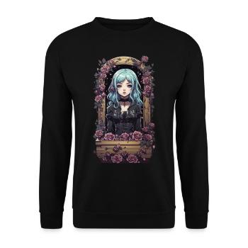 Kawaii Anime Goth Girl Vintage Design - Unisex Sweatshirt - black - Front - Alina (178cm) & Michal (187cm)