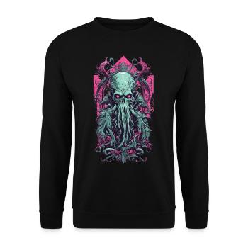 Okkult Ghul Kraken Gothic Vaporwave Kunst - Unisex Pullover - Schwarz - Vorne - Alina (178cm) & Michal (187cm)