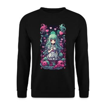 Kawaii Goth Anime Amour Manga Fille Design - Sweat-shirt Unisexe - noir - Devant - Alina (178cm) & Michal (187cm)