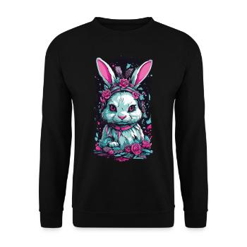 Gothic Pastel Bunny Okkult Niedlich Design - Unisex Pullover - Schwarz - Vorne - Alina (178cm) & Michal (187cm)