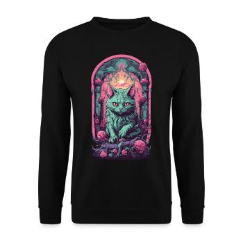 Chat gothique sombre Halloween esthétique chats - Sweat-shirt Unisexe - noir - Devant - Alina (178cm) & Michal (187cm)