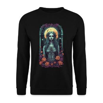 Okkultes Vintage Goth Girl Dunkle Ästhetik - Unisex Pullover - Schwarz - Vorne - Alina (178cm) & Michal (187cm)