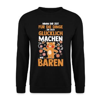 Braunbär Bär - Unisex Pullover - Schwarz - Vorne - Alina (178cm) & Michal (187cm)