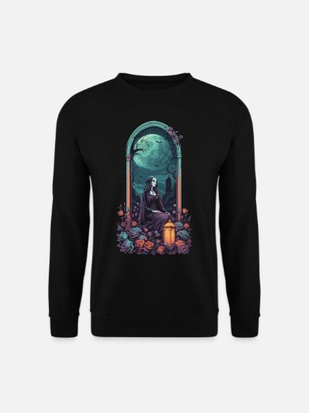Gothic Vollmond Friedhof Nacht Pastell Design - Unisex Pullover - Schwarz