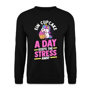Einhorn Backen Cupcakes - Unisex Pullover - Schwarz - Vorne - Alina (178cm) & Michal (187cm)