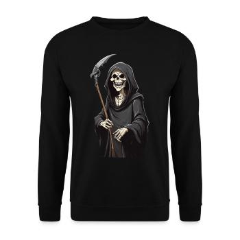 Dessin animé drôle de la Faucheuse pour Halloween - Sweat-shirt Unisexe - noir - Devant - Alina (178cm) & Michal (187cm)