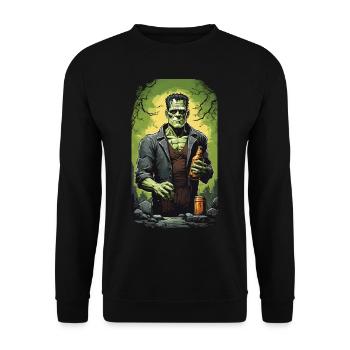 Spooky Beer Drinker Monster Halloween Design - Unisex Sweatshirt - black - Front - Alina (178cm) & Michal (187cm)
